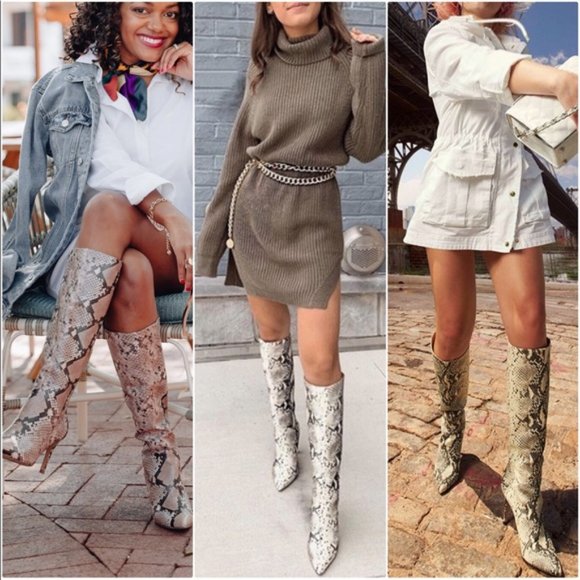 NEW Steve Madden Kinga Embossed Stiletto Knee Boot - Picture 3 of 8